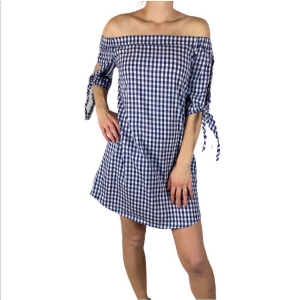 Blue Checked Shift Dress